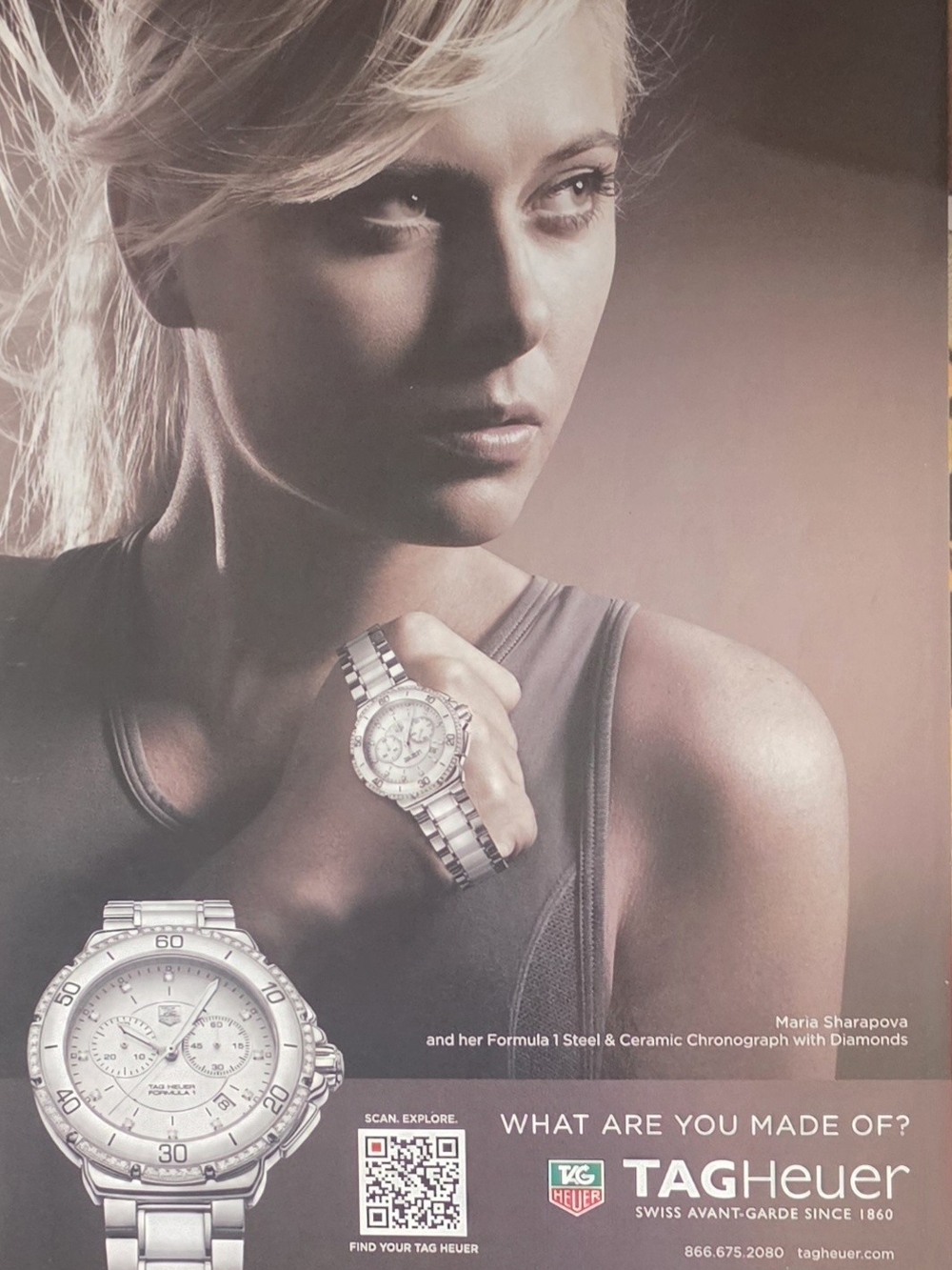 This is a TAG Heuer print ad with tennis star Maria Sharapova. Mint - size 8×10